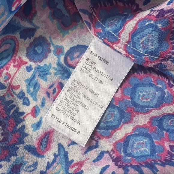 Q&A Boho Chic Sleeveless Top crochet lace yoke layered blouse women's XS - Picture 4 of 8